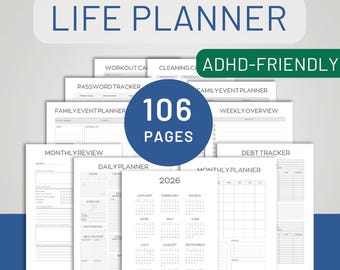 ADHD planner volwassen afdrukbare pdf ADHD levensplanner A4 digitale planner ADHD levensplanner afdrukbare pdf, ultieme levensplanner afdrukbaar