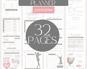 Weight Loss Planner Printable Weight Loss Journal Digital Fitness Planner PDF Health Planner A4 Meal and Workout Planner Printable Journal
