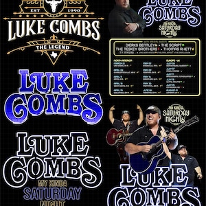 Luke Combs My Kinda Saturday Night Tour PNG-design (digital nedladdning)