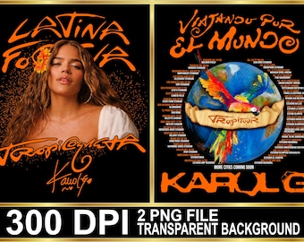 Karol G Viajando Por El Mundo Tropitour 2026Tshirt Design, Reggaeton Concert PNG File Instan Download