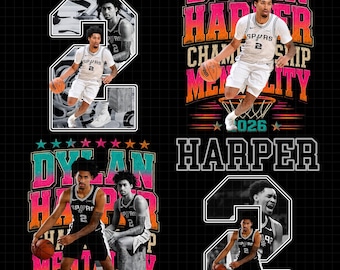 バンドル4 PNGファイル ディラン・ハーパー バスケットボール選手 PNG Tシャツデザイン 即時ダウンロード 印刷可能