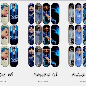 Chris brown waterslide decals (Blue Set) 50mm length