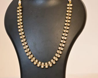 Kundan Pearl Necklace & Earrings Set: Gold Plated Indian Bridal Jewelry