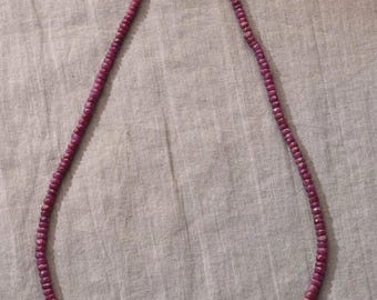 Genuine Ruby Beaded Necklace: Sterling Silver Clasp, Handmade Gemstone Strand