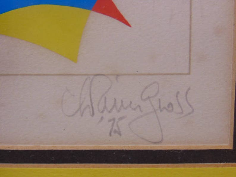 Rare Vintage Modern Abstract Art Signed Litho by Chaim Gross 1975 My People