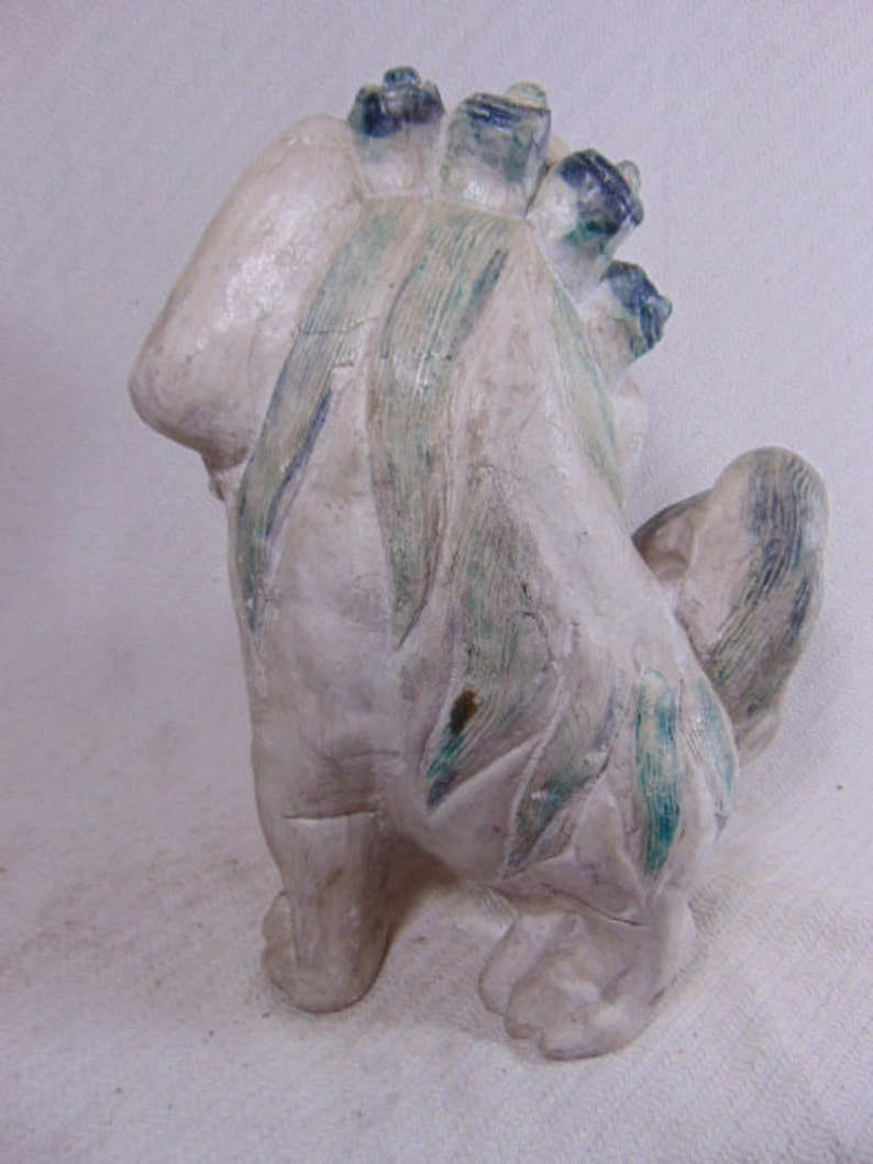 Vintage Antique Antique Chinese Foo Dog Lion Statue w Majolica Glaze