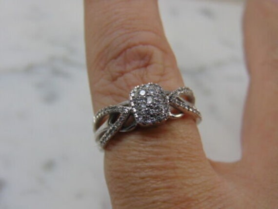 Womens Vintage Estate 14k White Gold Diamond Enga… - image 5