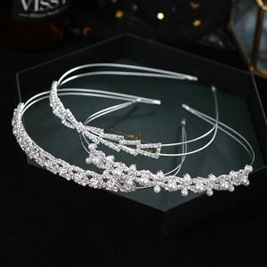 Bridal Pearl & Rhinestone Headband: Elegant Double Layer Wedding Tiara