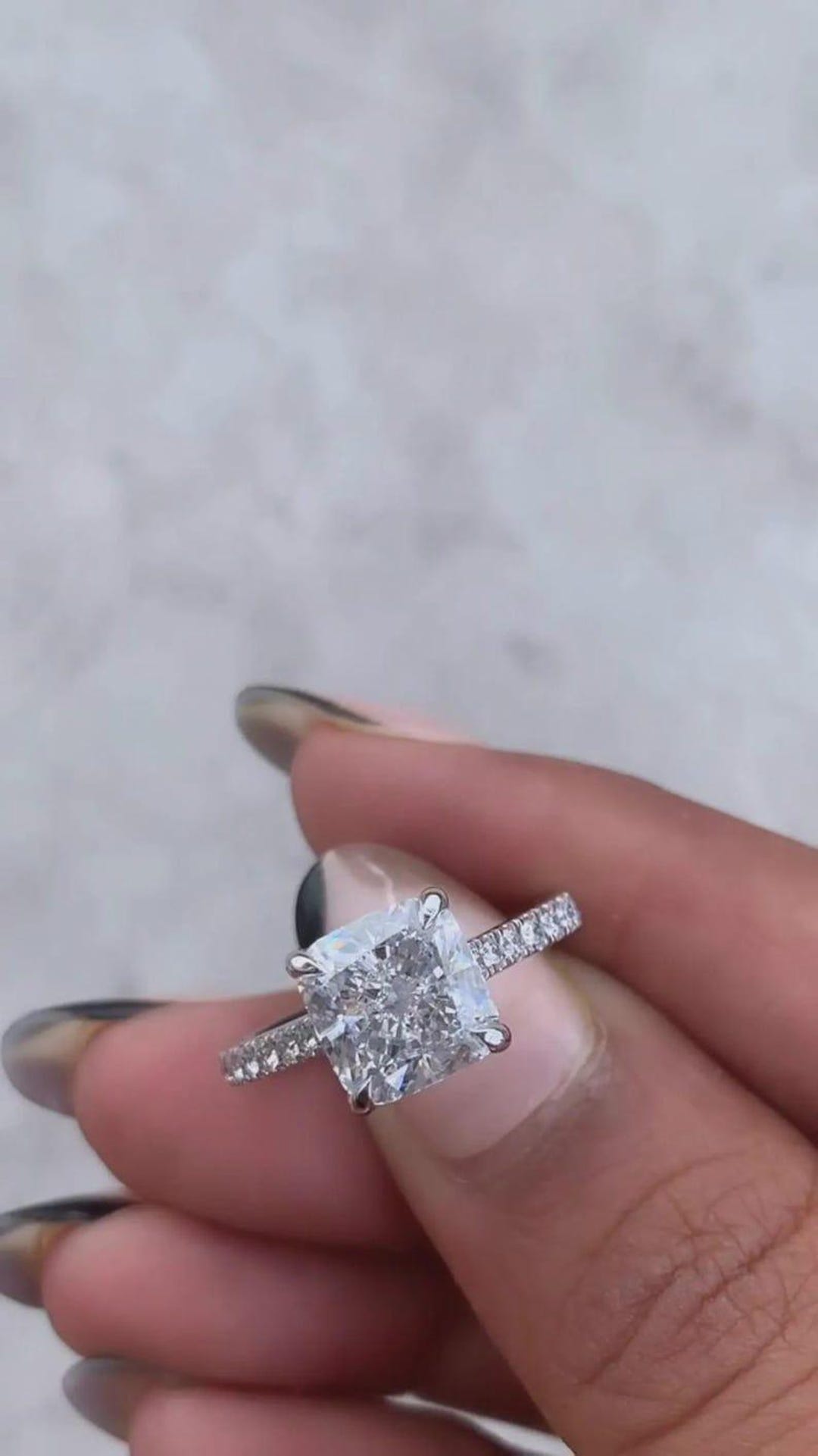 Cushion Cut Lab Grown Diamond Bridal Rig, Hidden Halo Cushion Cut Ring ...