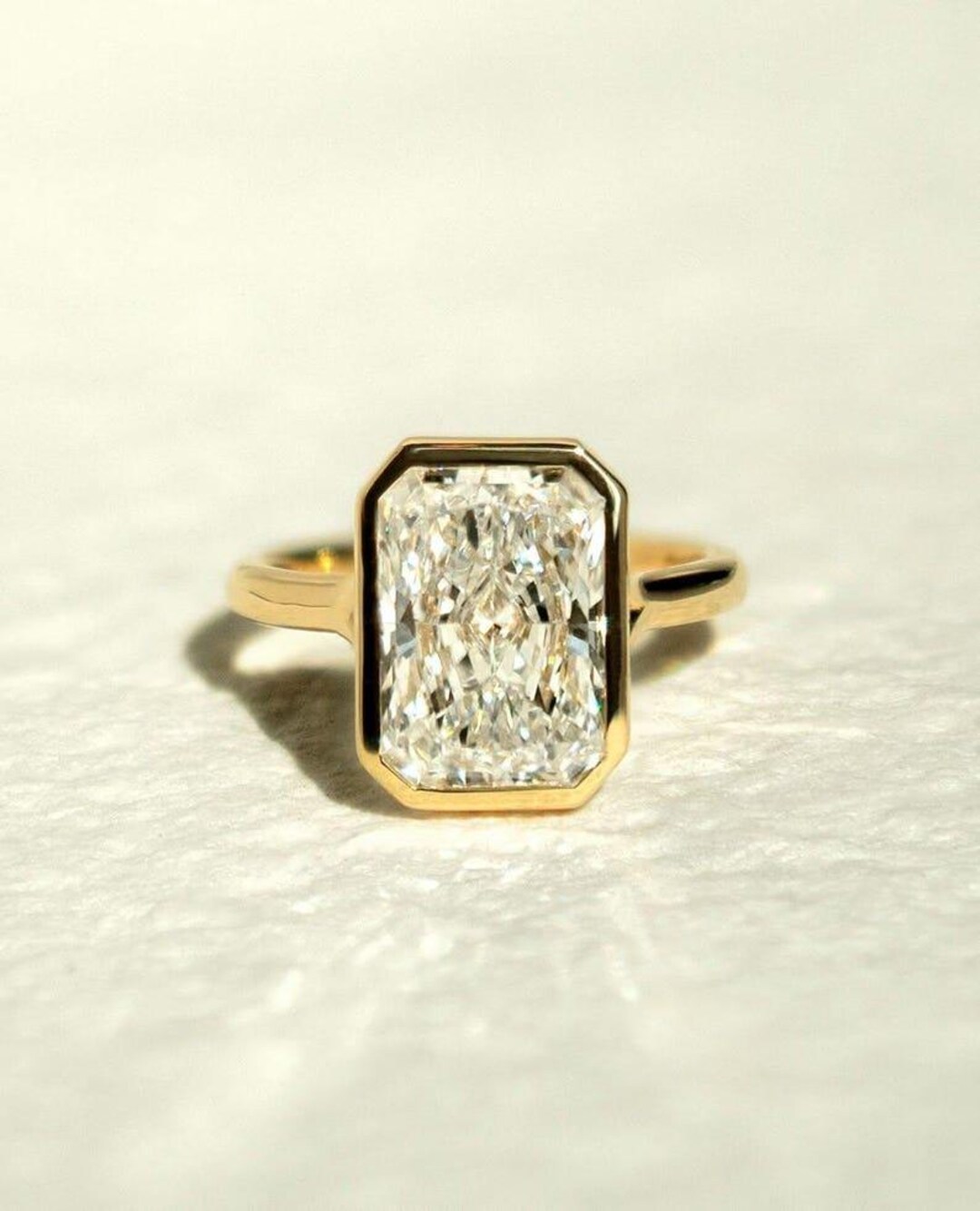 4 CT Radiant Cut Lab Grown Diamond Engagement Ring, 14k Yellow Gold ...