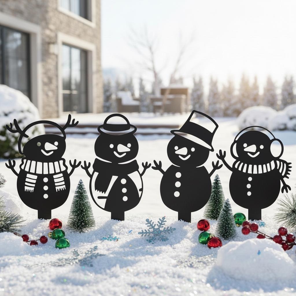 32 Christmas Yard Decor Ideas for a Festive Lawn 4 Christmas Outdoor Yard Art,Holiday Metal Snowman Decor,Snowman Lawn…