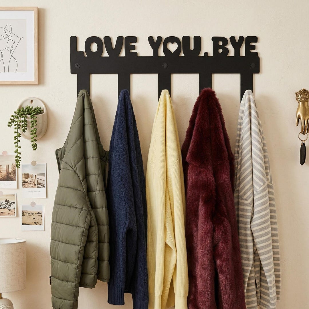 Love You Bye Coat Rack,funny Metal Entryway Rack,love Coat Hooks,metal ...