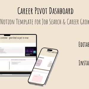 Career Pivot Dashboard | Notion Job Search Template | Applications Tracker, Networking Log, Skills Planner & Interview Prep