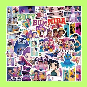 Kpop Demon Hunters Sticker Pack | Korean Idol Movie Merch | 3D Anime Style Aesthetic Stickers | Huntrix & Saja Boys Gift