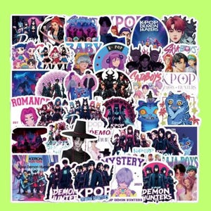 Kpop Demon Hunters Sticker Pack | Korean Idol Movie Merch | 3D Anime Aesthetic Stickers | Huntrix & Saja Boys Collectibles