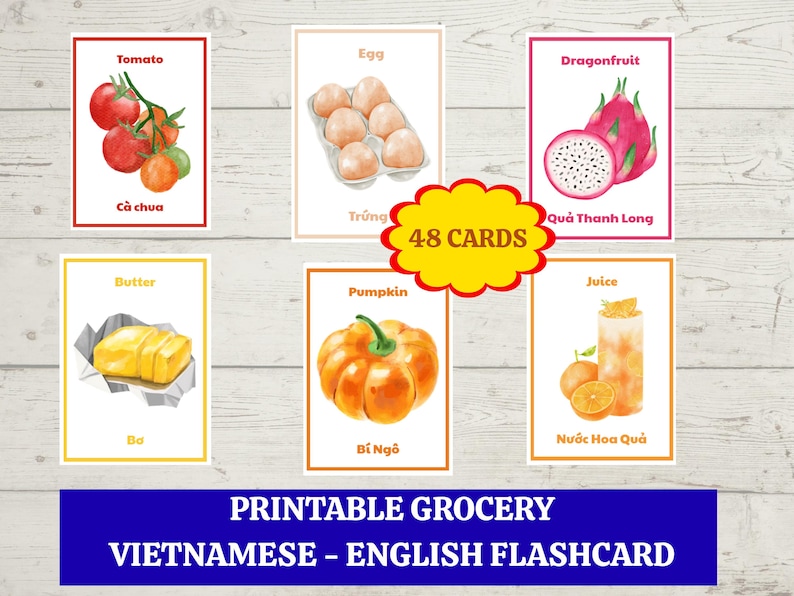 Printable Vietnamese English Flashcards PDF: Grocery Vocabulary ...