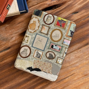 Magnetic Kindle Case with Auto Sleep Wake, Vintage Cat Frame Design, Fits Scribe Colorsoft Paperwhite 12th Gen Cover, Kobo Libra Clara Clour