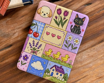 Handcrafted Magnetic Kindle Case with Clear Back, Whimsical Animal Design, Custom Fit for Paperwhite 12th 11th 10th Gen Kobo Libra Clara
