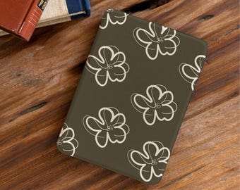 Capa minimalista floral para Kindle Paperwhite 11ª geração, capa protetora para Kobo Clara Libra, capa com ativação/desativação automática.