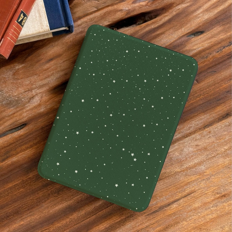 Deep Green Star Pattern Magnetic Kindle Case Auto Wake Sleep Cover For deep-green-star-pattern-magnetic-kindle-case-auto-wake-sleep-cover-for