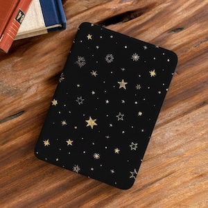 Black Starry Detachable Kindle Basic 6" Case Kobo Cover With Strap, Magnetic Slim Kobo Libra Clara Sleeve, for Book Lovers Reader Gift Idea