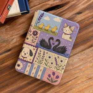 Handcrafted Magnetic Kindle Case with Auto Sleep Wake, Cute Patchwork Illustration, Custom Fit for Paperwhite 12th 11th 10th Gen Kobo Clara