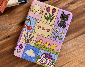 Handcrafted Magnetic Kindle Case with Clear Back, Whimsical Animal Design, Custom Fit for Paperwhite 12th 11th 10th Gen Kobo Libra Clara