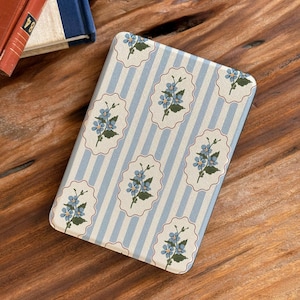 Magnetiskt Kindle-skal med rem, avtagbart blommigt randigt Kobo-fodral, genomskinlig baksida, present till läsare