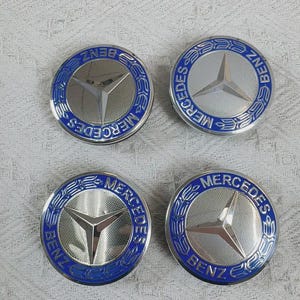 Set of 4 75mm Wheel Center Caps Hubcaps Dark Blue for Mercedes Benz