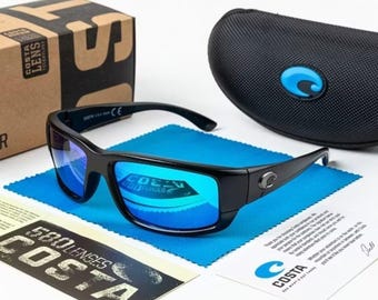 Gafas de sol polarizadas estilo cola de abanico Costa Del Mar, color negro/azul.