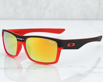 NEW*Oakley Style Two Face Like Black- Red/Orange Polarized Sunglasses 9189-46
