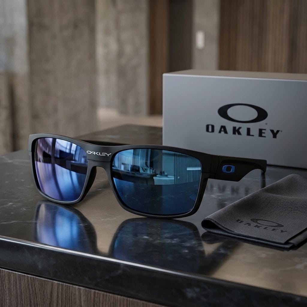 NEW* Oakley Two Face Black/ Blue POLARIZED Sunglass 9189-46 (no