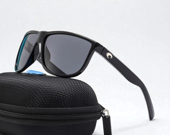 NUEVAS* Gafas de sol polarizadas estilo Costa Del Mar Rincondo Like 6S9010 Montura negra/Lentes grises