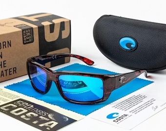 Costa Del Mar Style Fantail Like POLARIZED Sunglasses Tortoise/Blue