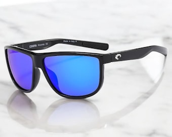 NUEVAS* Gafas de sol polarizadas estilo Costa Del Mar Rincondo 6S9010 Montura negra/Lentes azules
