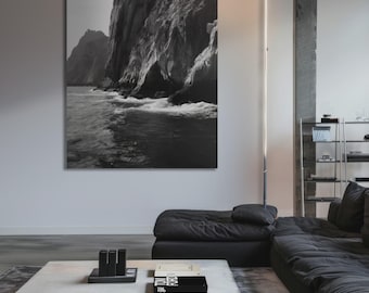 Impresiones de paisajes marinos en blanco y negro: vistas de islas costeras (2000 x 3000)