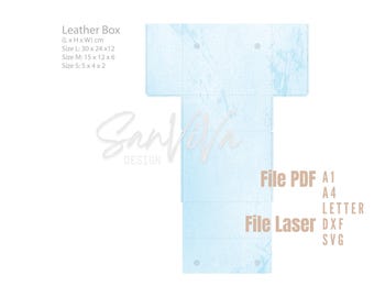 Leather Box Pattern, 3 Sizes, Classic Design (PDF, SVG, DXF)