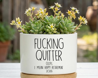 Cadeau de retraite amusant 2026, jardinière de retraite pour collègue, pot de succulentes retraite heureuse