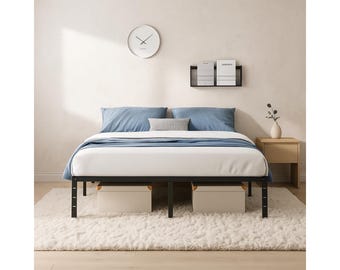 Full-Size Metal Platform Bed Frame: 18" Under-Bed Storage, Easy Assembly