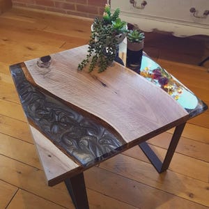 Live Edge Walnut Epoxy Resin River Table: Handmade Gaming Desk