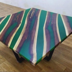 Acacia Wood & Epoxy Resin River Table Top: Handmade Live Edge Dining Table