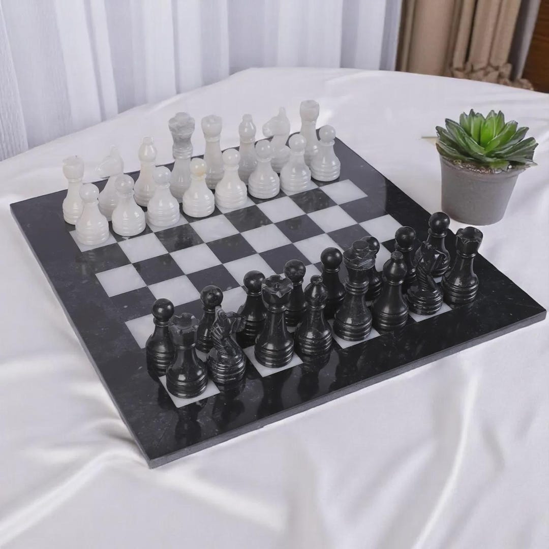 Handmade Marble Inlay Chess Board – Luxury Vintage Game (12x12 Inches ...