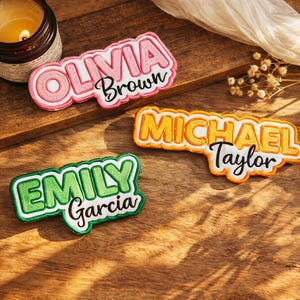 Patch personalizado em estilo retrô: emblema termocolante bordado de 2 linhas para jaquetas e bolsas.