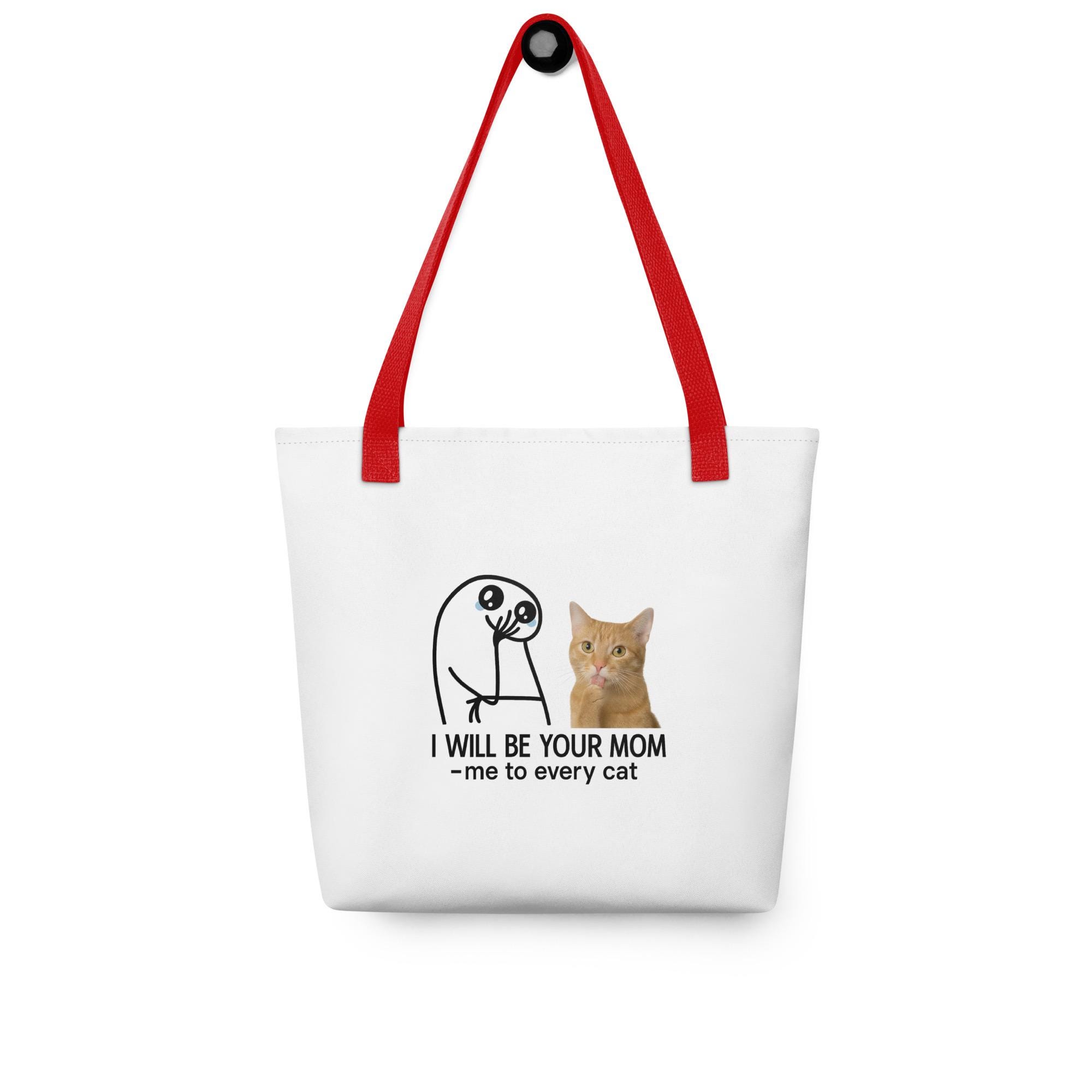 Canvas Tote Bag For Cat Lovers - Large Cute Cat Print Tote, Zipper Closure, Reusable Grocery & Beach Bag - View #11