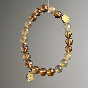 Bracelet de guérison en cristal jaune tour : cheveux dorés, richesse de cinq éléments