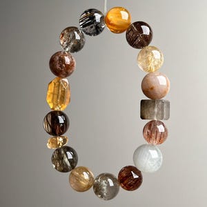 Bracelet de guérison multi-pierres : cuivre, quartz, cristal