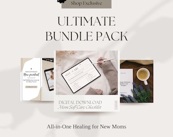Postpartum Self-Care Printable Bundle | 2 Journals and Checklists for Birth Recovery, Mindfulness and Emotional Healing (PDF)