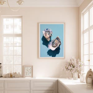 Pastel Blue Oyster Print: Coastal Kitchen Wall Art (Digital Download)