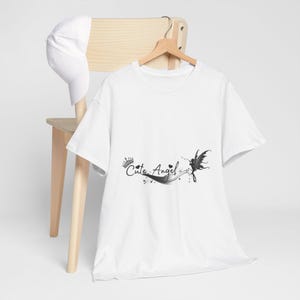 Cute Angel Graphic Tee, Unisex Heavy Cotton Shirt, Angel Wings Shirt, Heavenly Angel T-Shirt, Angel Lover Gift