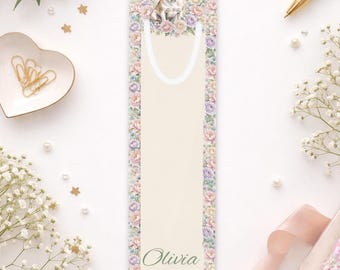 Personalized Floral French Bulldog Bookmark